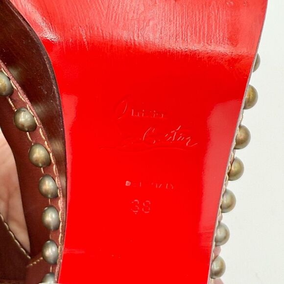 Christian Louboutin Joan Platform Wooden Heels Studded Clogs EU 38 US 8 - Picture 11 of 11